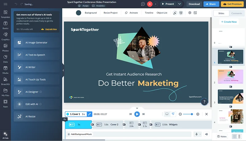 Интерфейс Visme