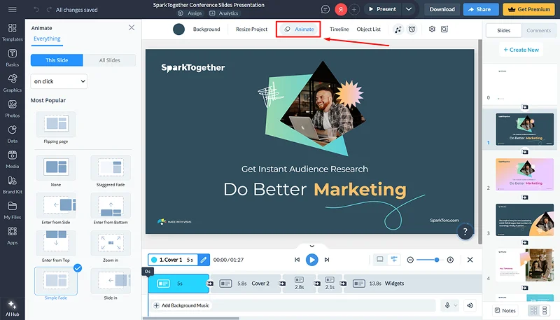 как делать анимацию в презентации