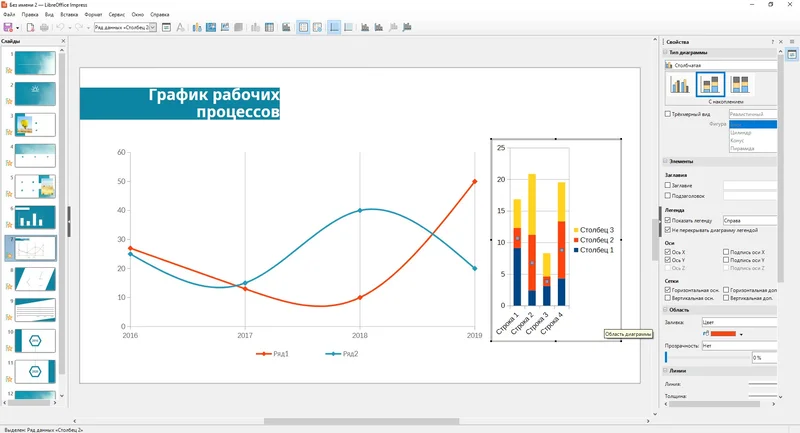 Интерфейс LibreOffice Impress