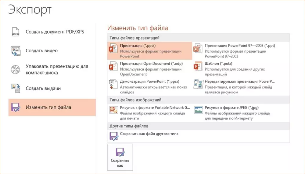 Файл сохраненный как презентация powerpoint имеет расширение