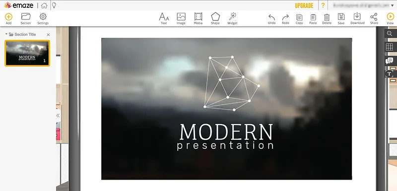 Интерфейс Emaze